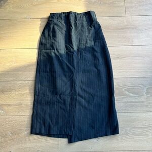 NWOT Navy Pinstripe Wrap Midi Skirt from Korea
